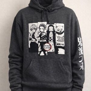 Demon Slayer Gray Graphic Hoodie Sz L